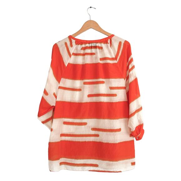 3.1 Phillip Lim Silk Orange & Cream Abstract Stripe Top - Picture 2 of 7